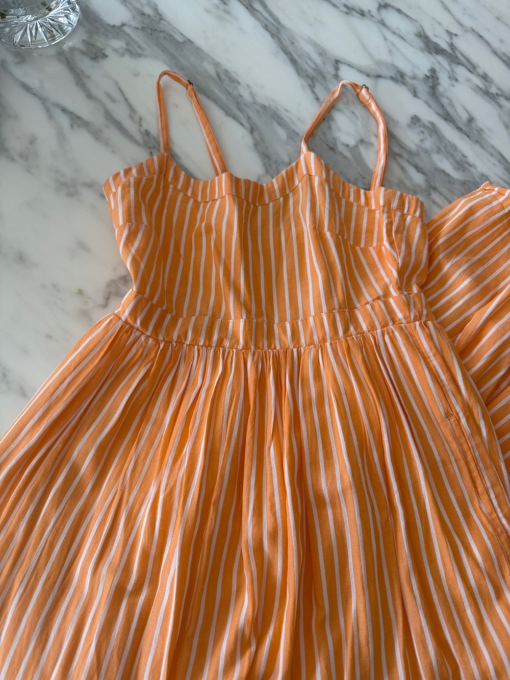 Pact Orange and White Striped sundress
